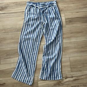 Super Fun Blue and White Stripe Beach Pqnts with Elastic Waist and Tie